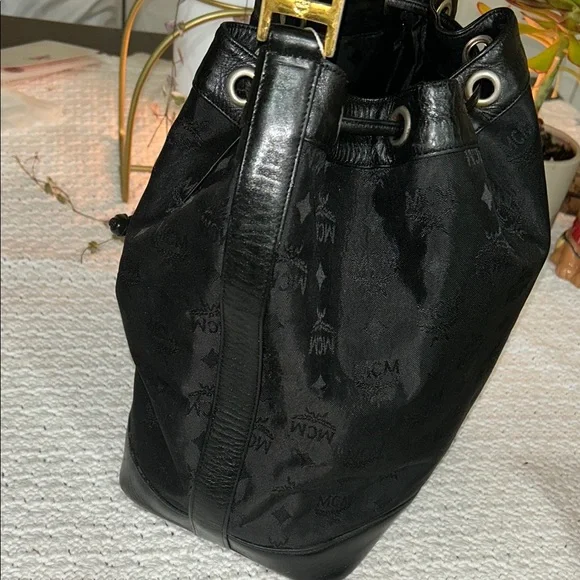 MCM Black Monogram Backpack with Leather Trim - Picture 7 of 17